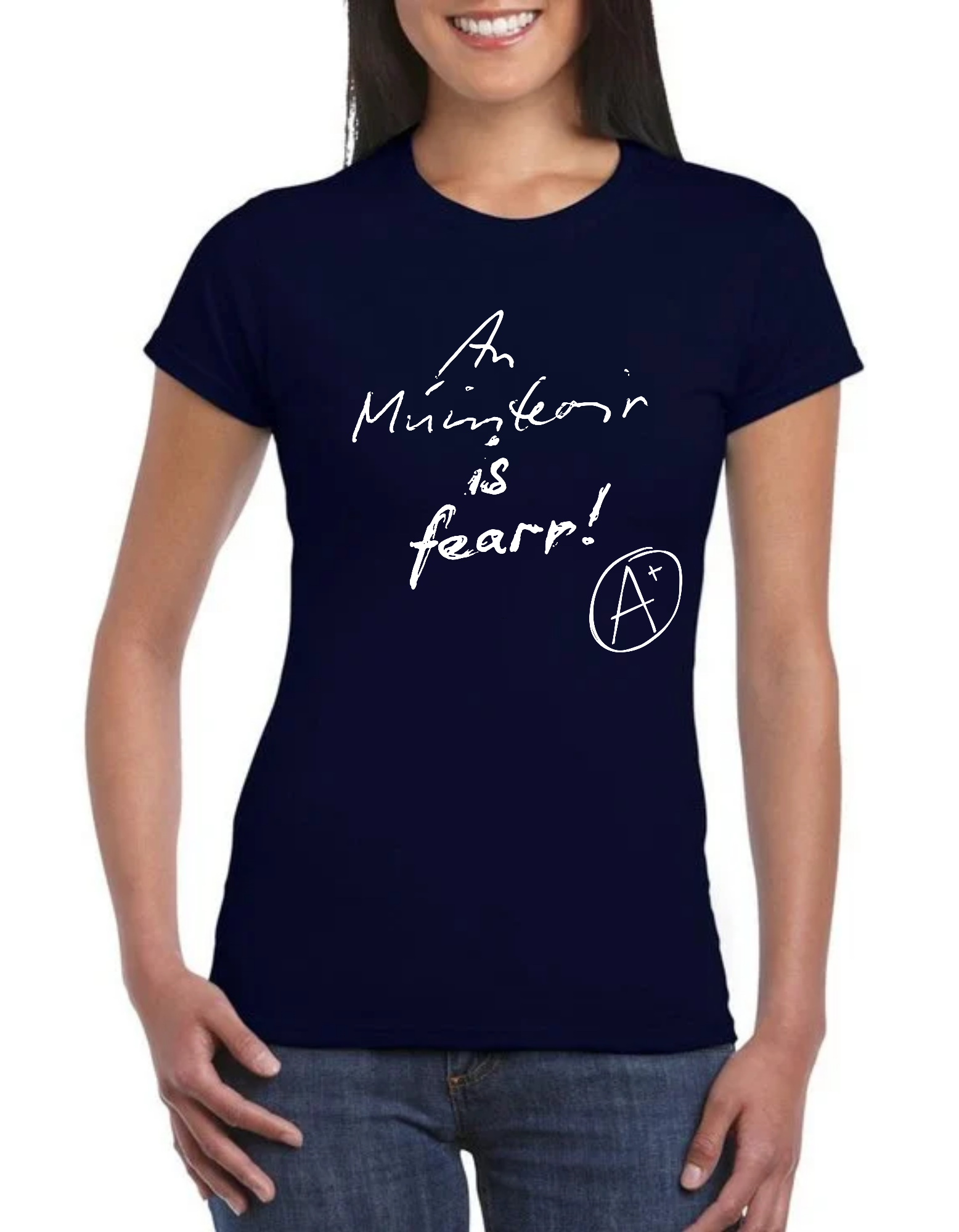 Múinteoir is fearr white text Gaeilge t-shirt