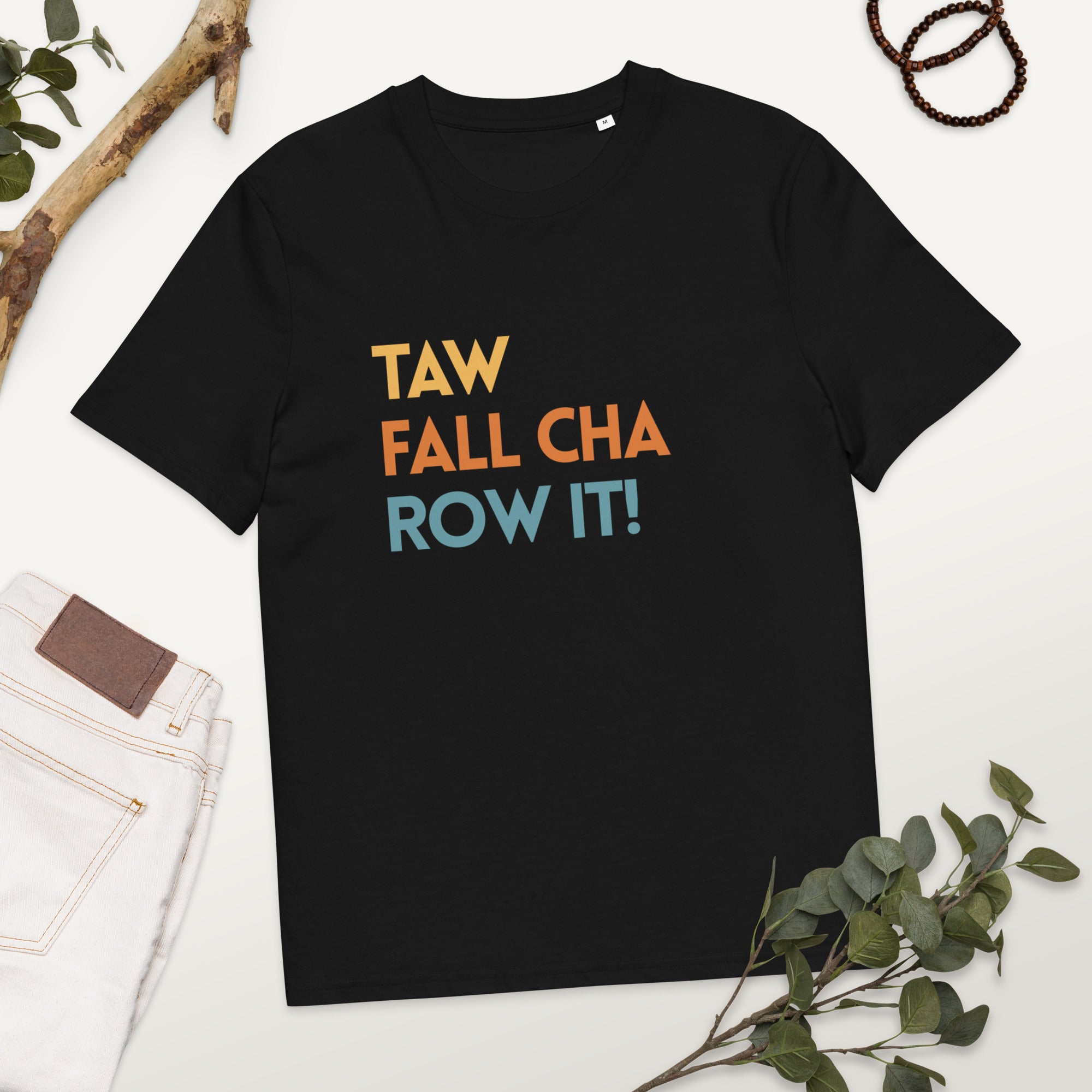 Funny Irish slogan T-shirt in black with ‘Ta failte romhat’ text