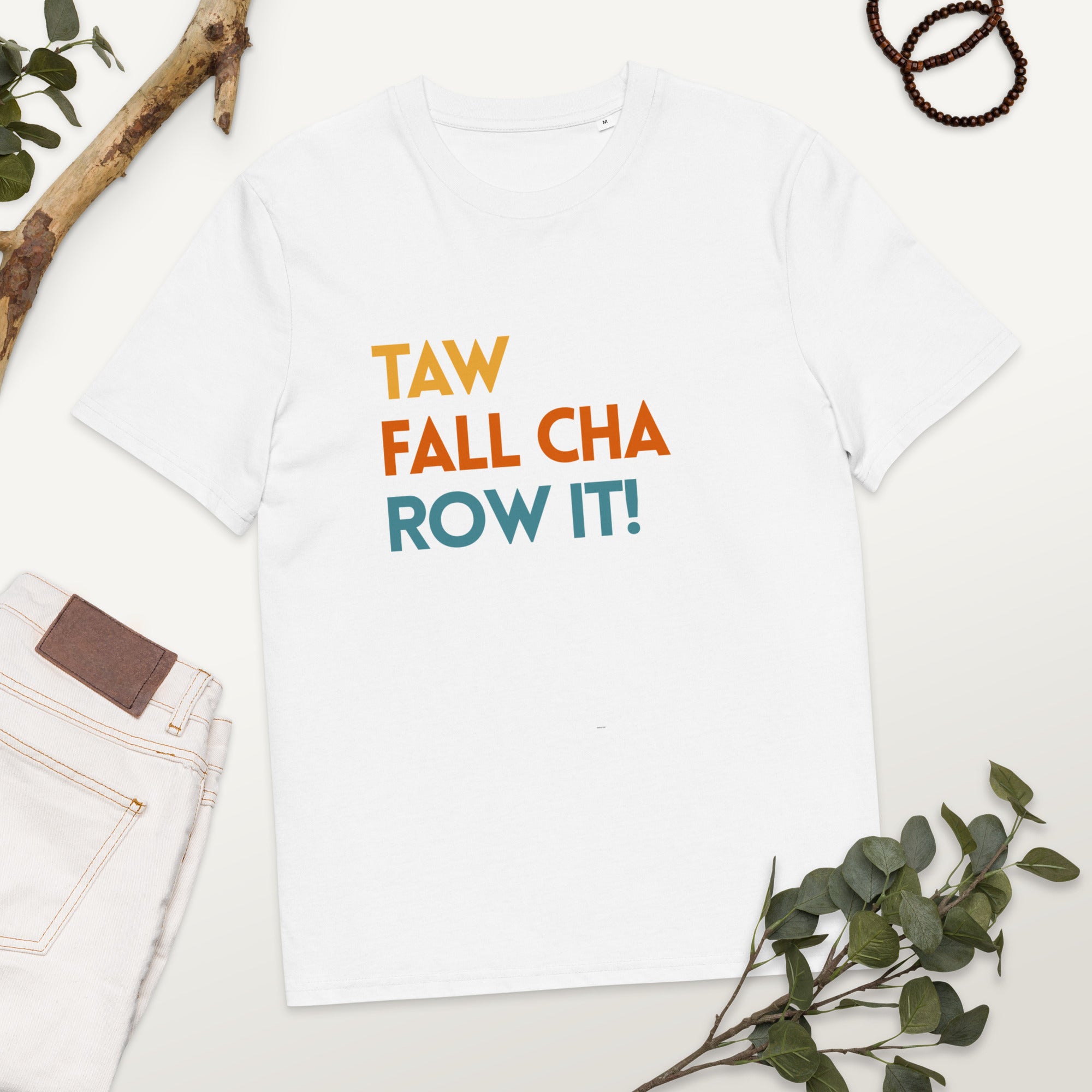 Funny Irish slogan T-shirt in white with ‘Ta failte romhat’ text